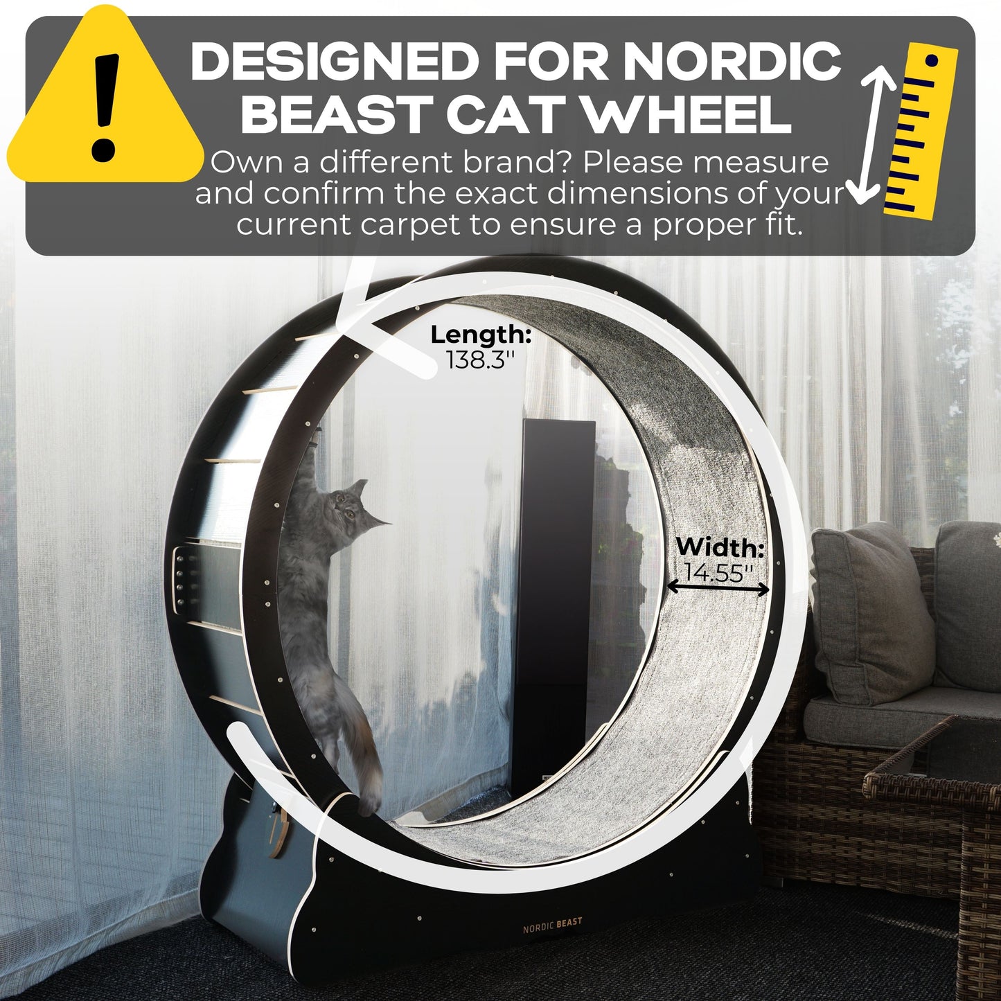 Replacement Carpet for Nordic Beast Cat Wheel (138.5'' x 14.55'')