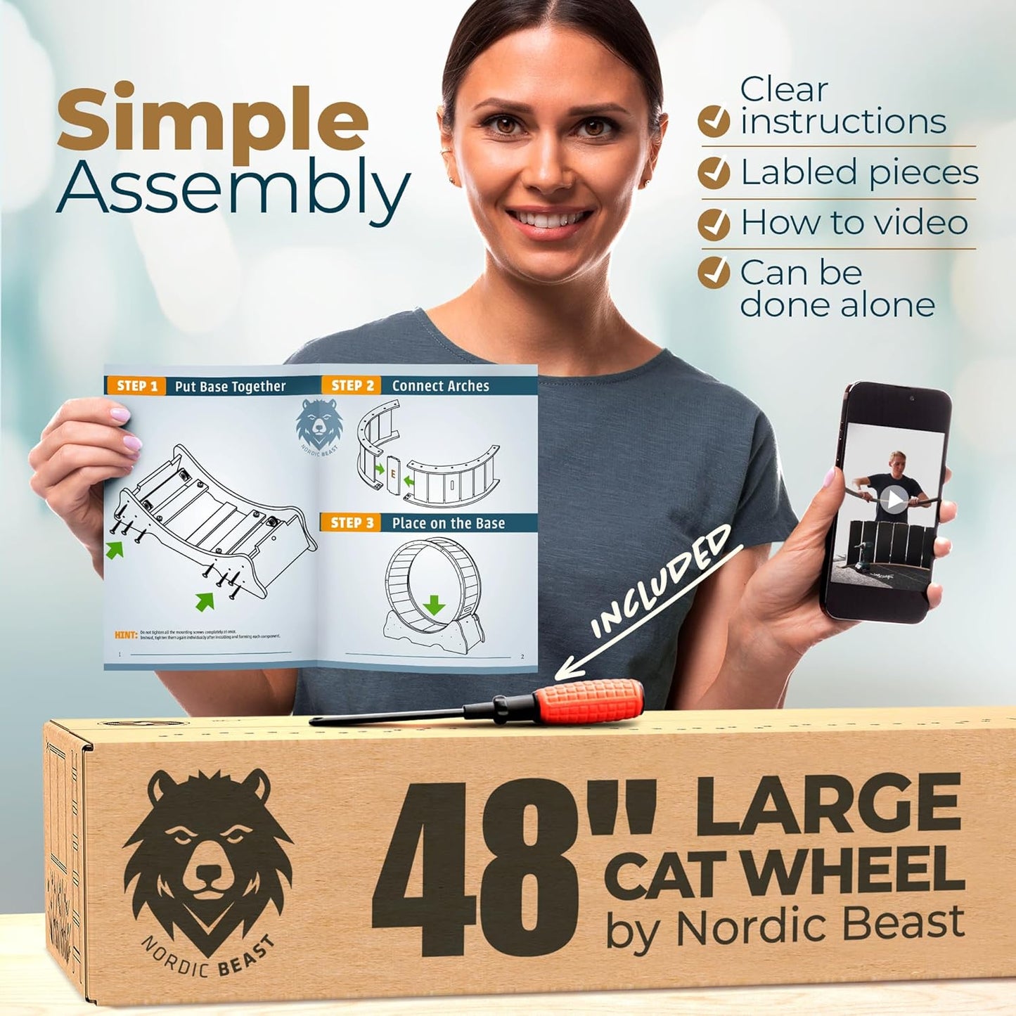 Nordic Beast Cat Wheel — Built for Large, High Energy Indoor Cats