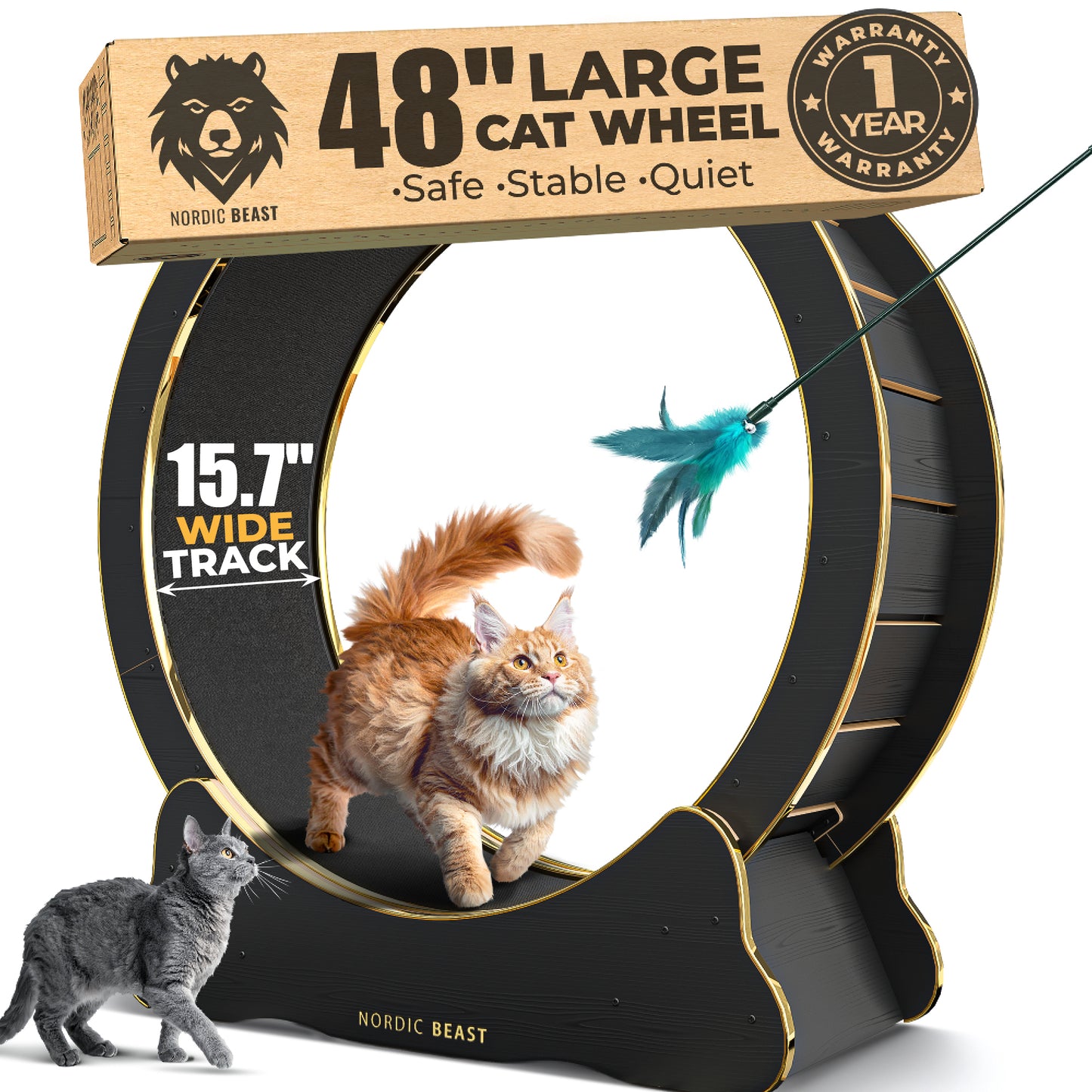 Nordic Beast Cat Wheel — Built for Large, High Energy Indoor Cats